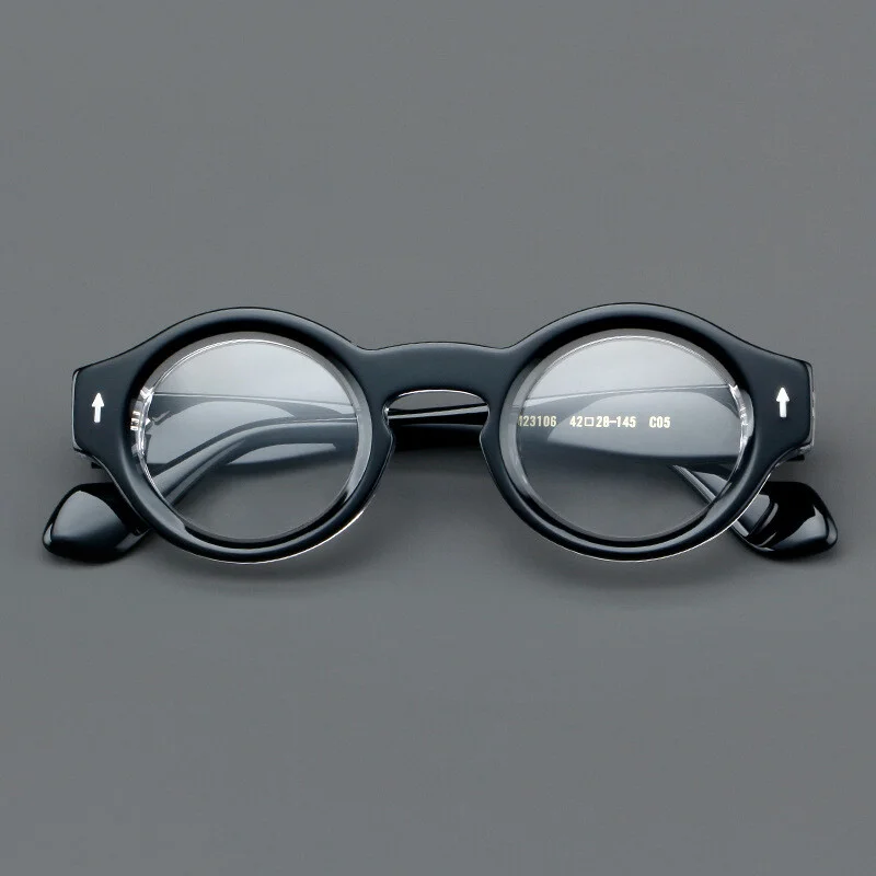 Acetate Round Retro Eyeglasses For Men Women Classic Glasses Thick Frames