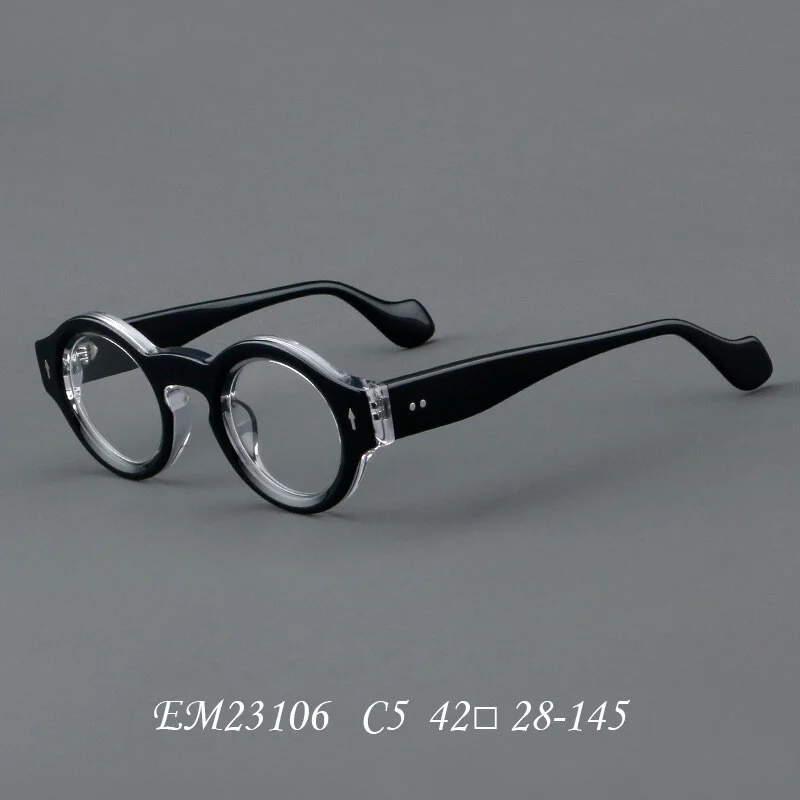 Acetate Round Retro Eyeglasses For Men Women Classic Glasses Thick Frames 2